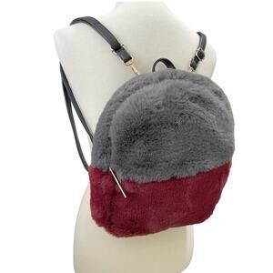 NWOT Evelyn K Faux Fur Two-Tone Colorblock Backpack